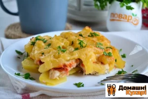 Рецепт Курка з ананасами і картоплею в духовці фото