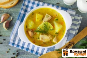 Рецепт Тушкована картопля з копченою куркою фото