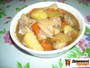 Рецепт Тушковане курча з овочами фото