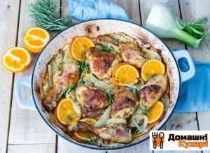 Курица запеченная с овощами