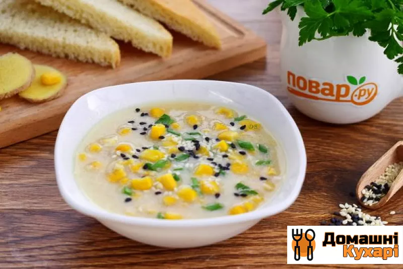 Рецепт Швидкий курячий суп з кукурудзою і імбиром