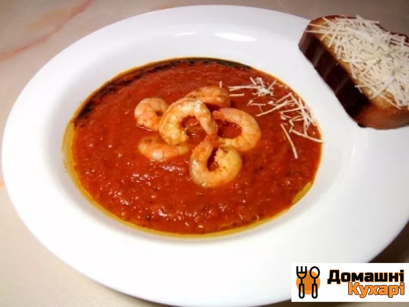 Рецепт Швидкий томатний суп з креветками