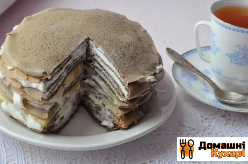 Рецепт Млинцевий торт з сирним кремом і згущеним молоком