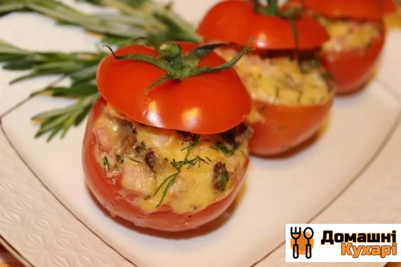 Рецепт Фаршировані помідори шинкою і сиром