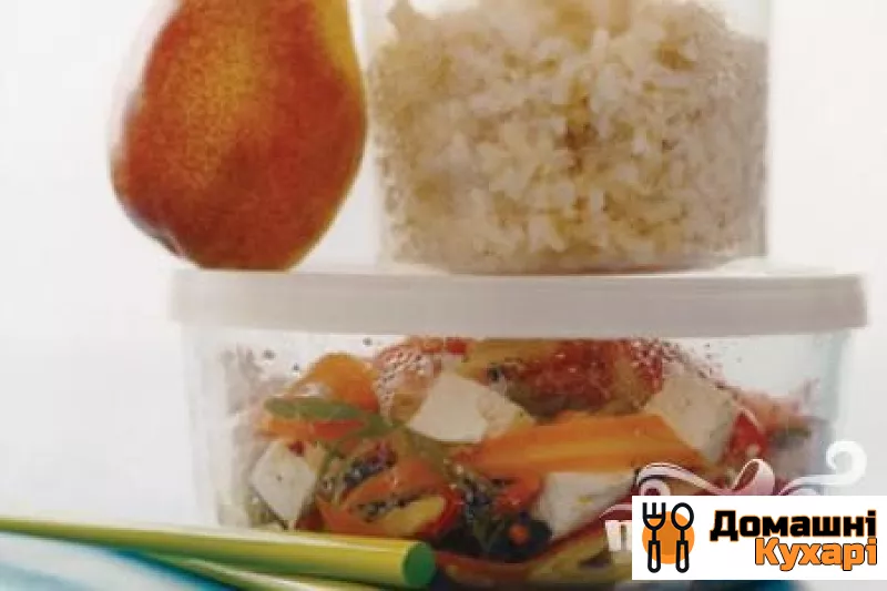 Рецепт Коричневий рис з овочами і тофу