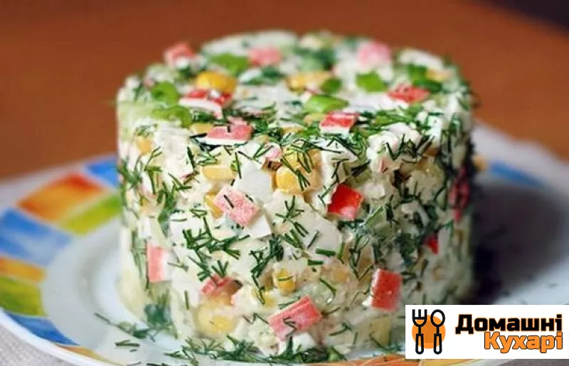 Рецепт Крабовий салат без рису з огірком