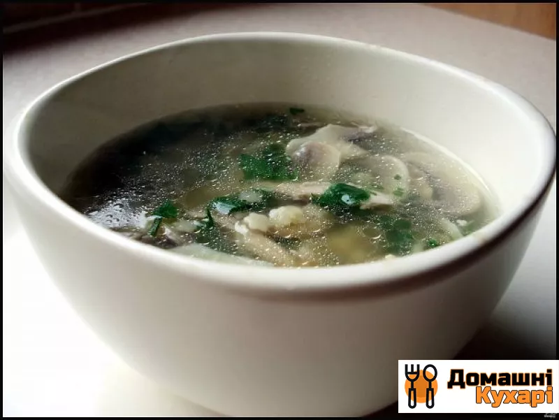 Рецепт Курячий суп з грибами і цибулею пореєм