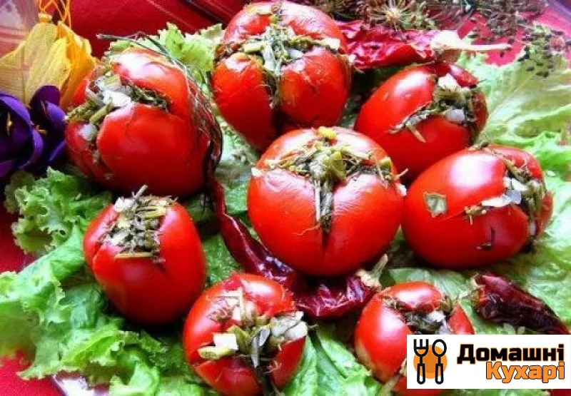 Рецепт Малосольні помідори з часником і зеленню