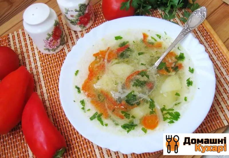 Рецепт Овочевий суп з перцем і зеленим горошком