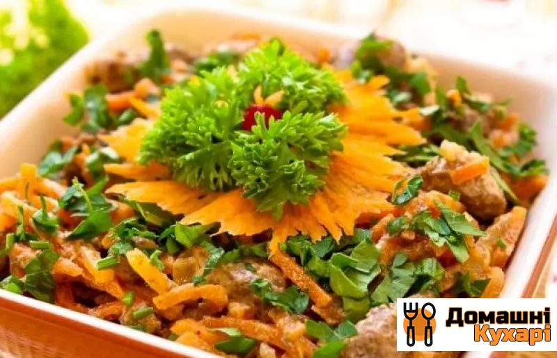 Рецепт Печеночный салат с морковью и луком