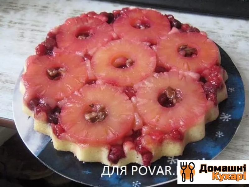 Рецепт Перевернутий пиріг ананасовий з журавлиною