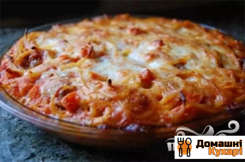 Рецепт Пиріг з спагетті, помідорів і яловичини