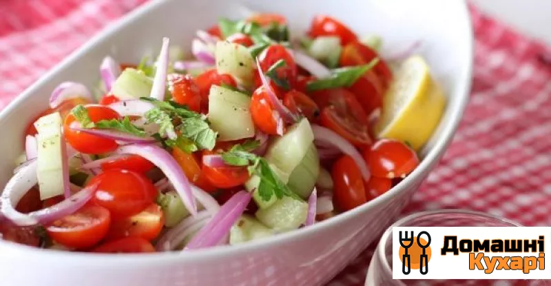 Рецепт Салат з помідорами, огірками і м'ятою