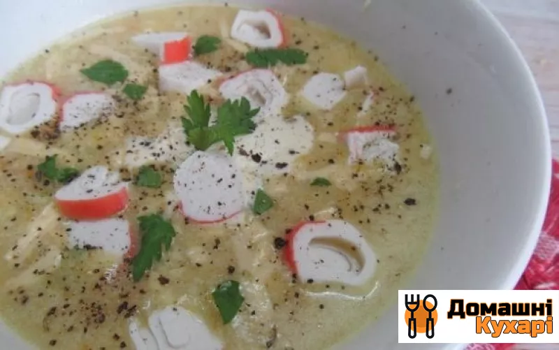 Рецепт Сирний суп з крабовими паличками