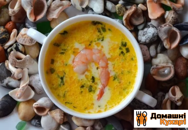 Рецепт Сирний суп з морепродуктами