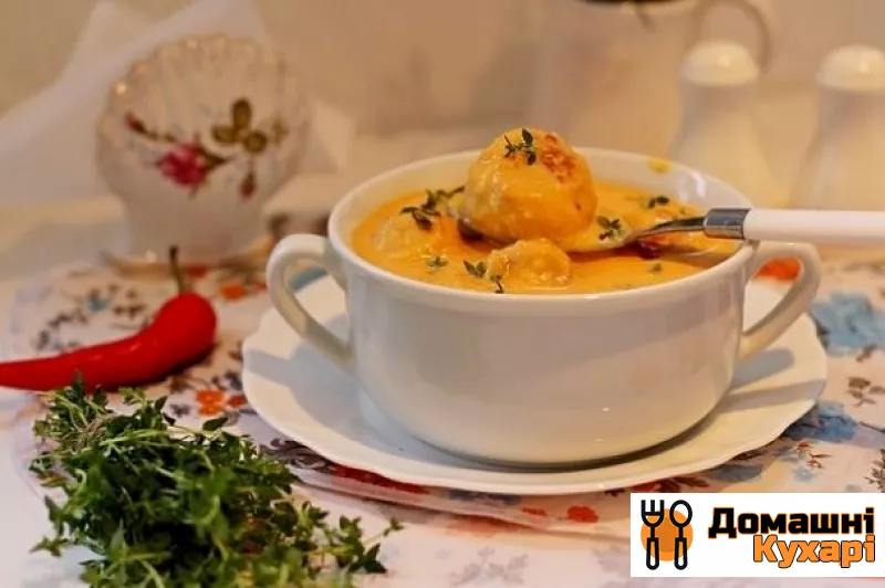 Рецепт Суп-пюре з гарбуза з фрикадельками