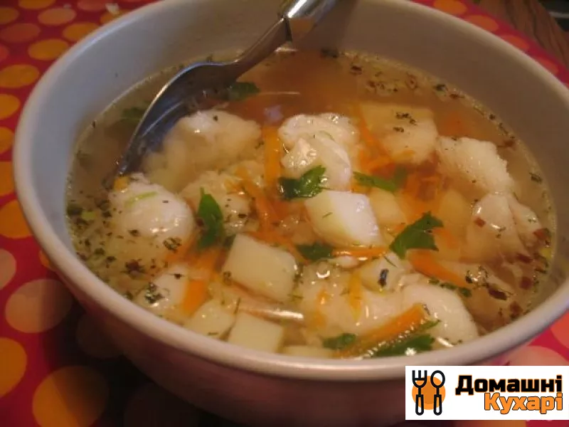 Рецепт Суп з тріски з морепродуктами і помідорами