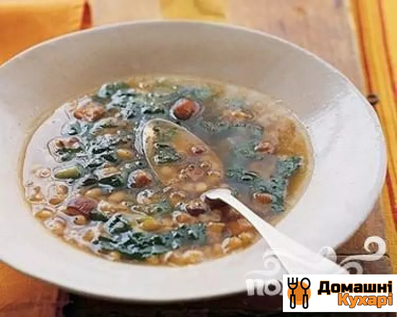 Рецепт Суп з беконом, білою квасолею і салатом