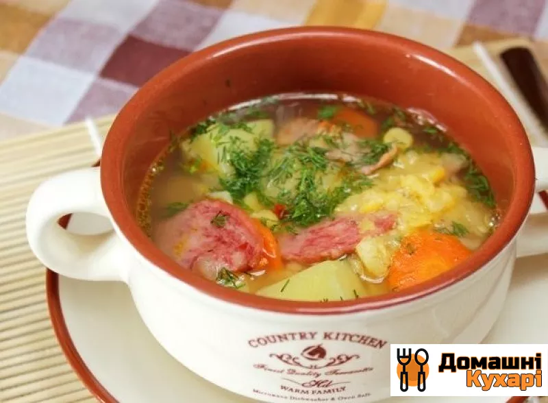 Рецепт Суп з горохом і копченою ковбасою