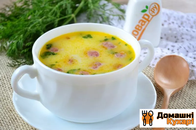 Рецепт Суп з мисливськими ковбасками і сиром фото