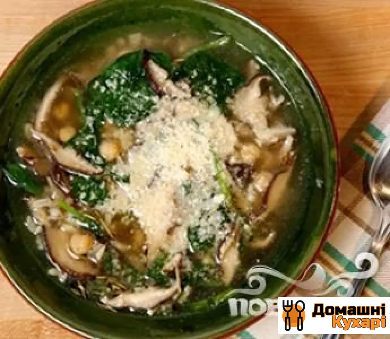 Рецепт Суп зі шпинатом і баранячим горохом