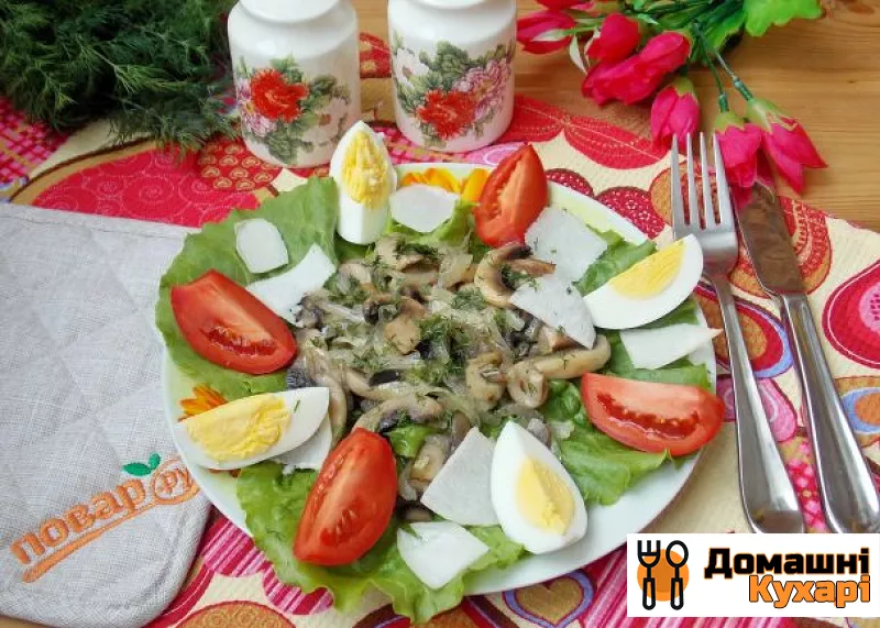 Рецепт Теплий салат з шампіньйонів з топінамбуром